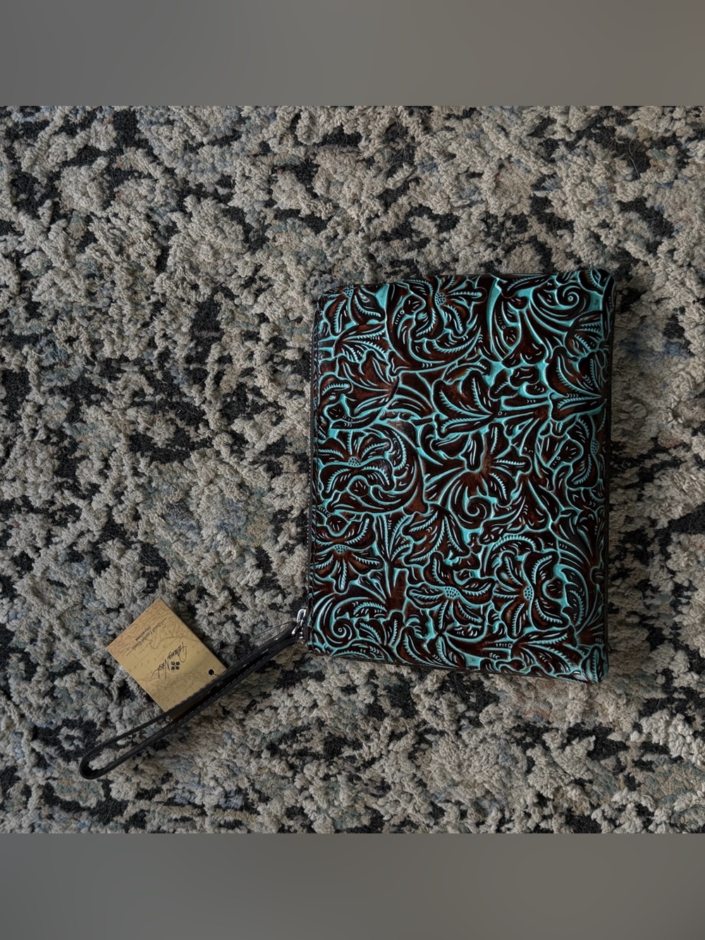 Patricia Nash Turquoise Tooled Leather Wristlet